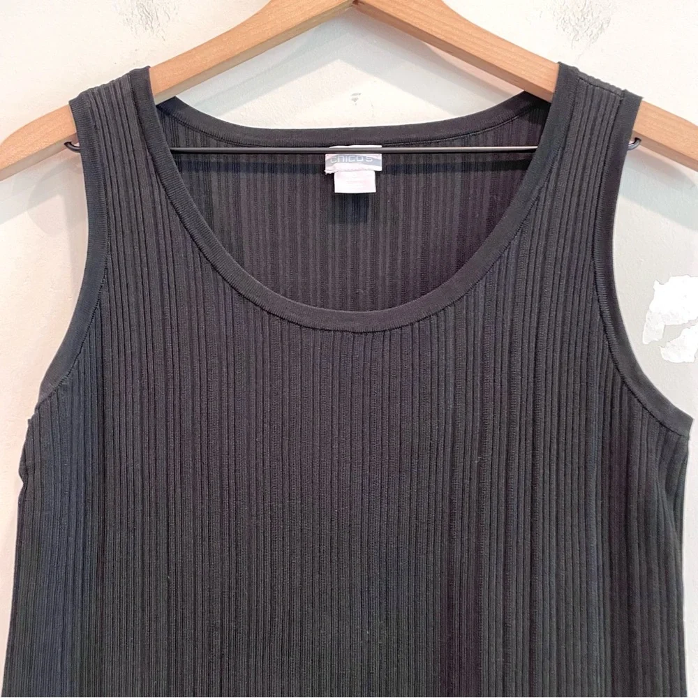 Chicos Stretch Ribbed Tank Top - Picture 3 of 9